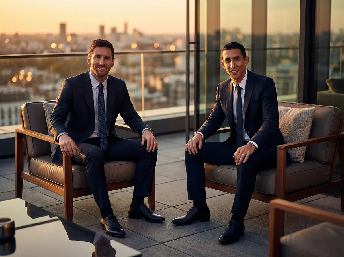 BAJA_Firefly_Gemini Flash_Ultra-realistic cinematic photograph of Lionel Messi and Ángel Di María sitting toget 689378